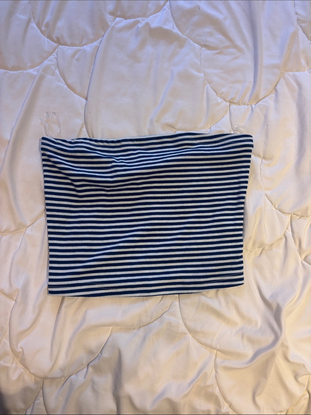 SHEIN Navy and White Striped Tube Top